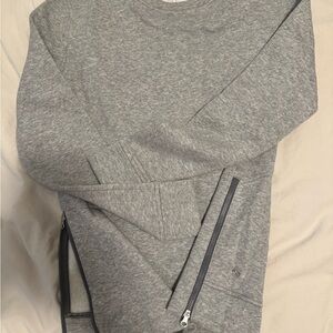 Lululemon Yes Fleece Crewneck Sweatshirt Gray with Side Zips Size 2